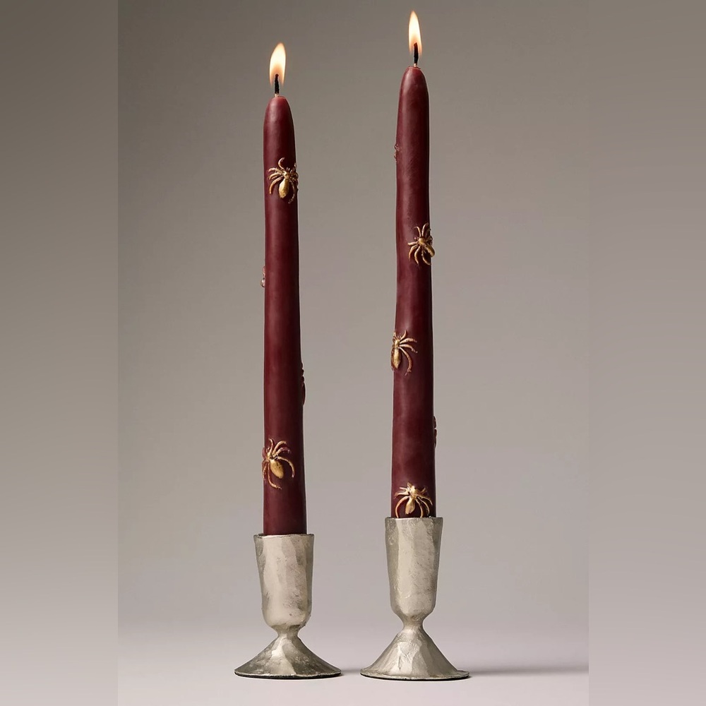 Anthropologie Mystic Icon Taper Candles Red Gold Halloween Witchy Set Of 2 NWT